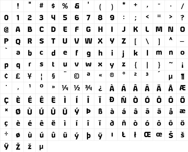 Alphii Black Regular Character Map Alphii Black Regular Character Map