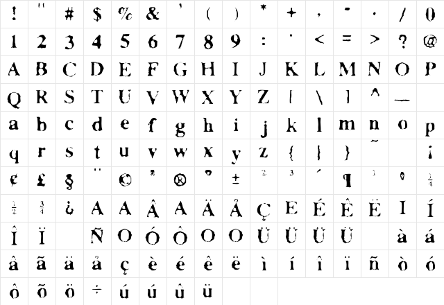 Facsimiled Light Character Map Facsimiled Light Character Map