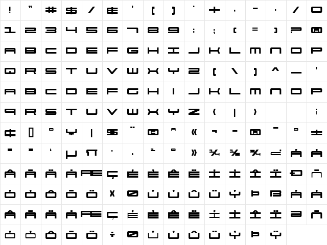 911 Porscha Bold Bold Character Map