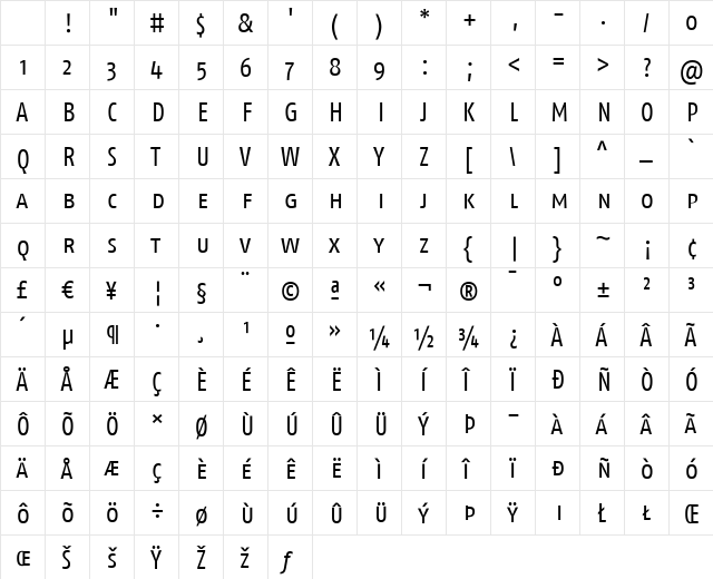 FagoCo Regular Character Map FagoCo Regular Character Map