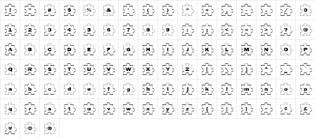 Failed Font 2 Jigsaw Character Map
