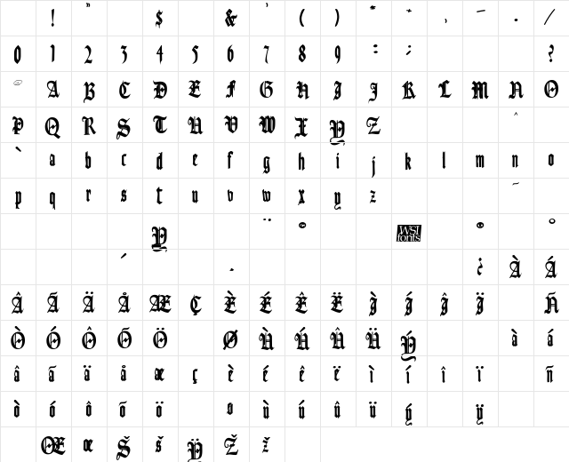 Fains Bold Character Map Fains Bold Character Map