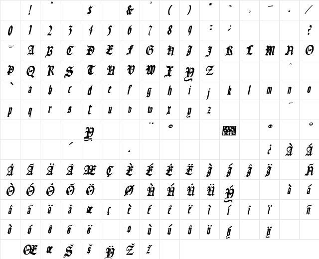 Fains BoldItalic Character Map Fains BoldItalic Character Map
