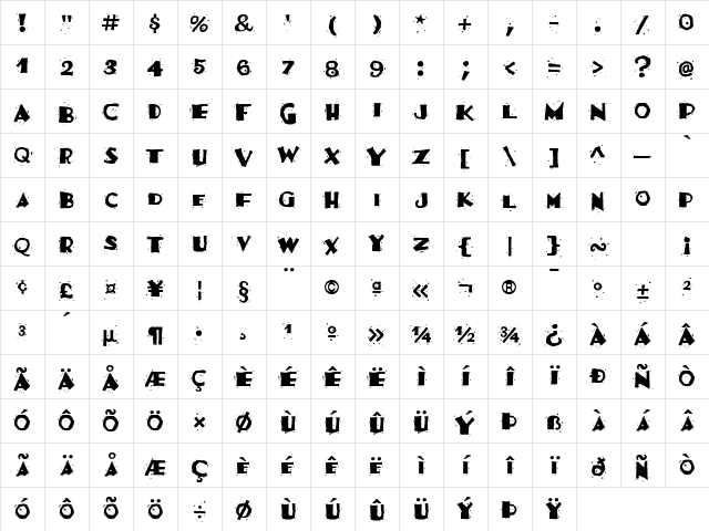 FajitaICG Regular Character Map