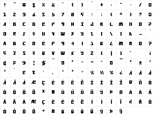 Falconhead Condensed Condensed Character Map