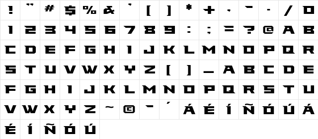 FalconsFont Regular Character Map