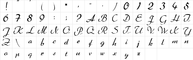 FalironScriptSSK Regular Character Map FalironScriptSSK Regular Character Map