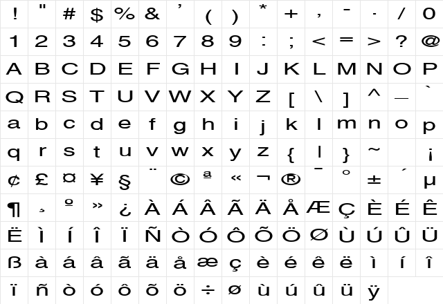 Alps Extended Normal Character Map