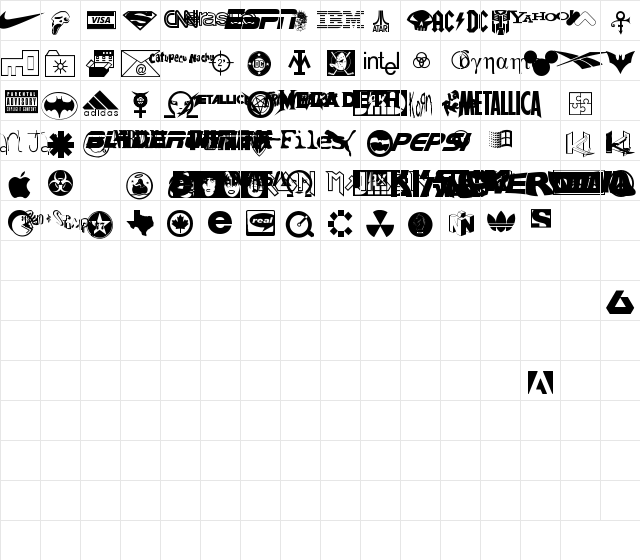 Famous Logos Regular Character Map