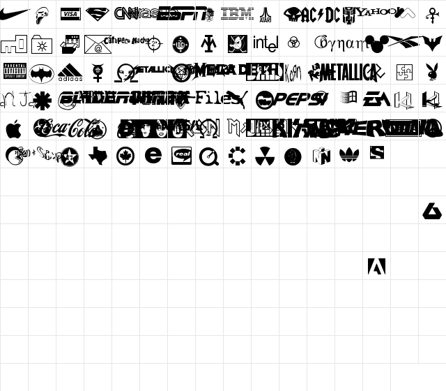 Famous Logos Regular Character Map