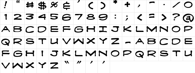Fanboy Hardcore Regular Character Map