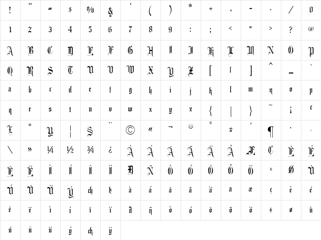 Fancy Card Text Regular Character Map Fancy Card Text Regular Character Map