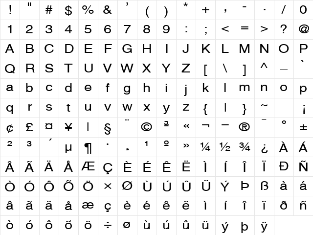 Alps Wide Normal Character Map
