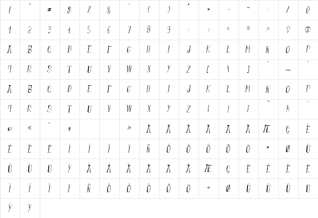 fanfarone-italique fanfarone-italique Character Map