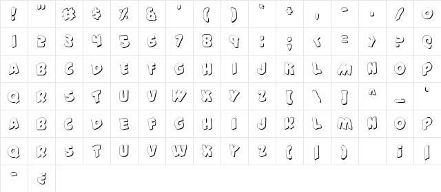 #44 Font Shadow Shadow Character Map