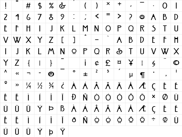 Fanzee Normal Character Map