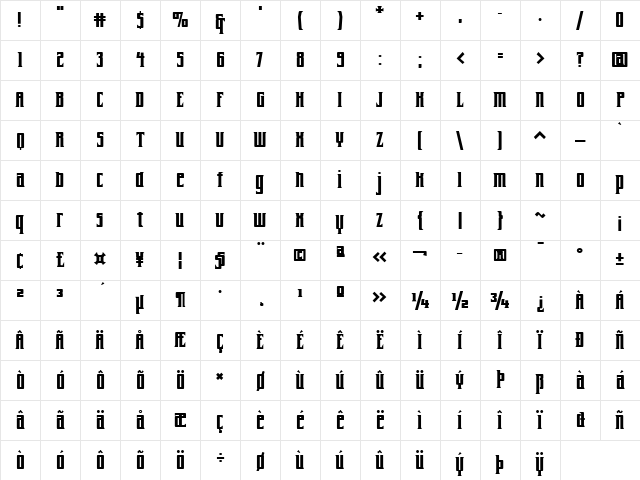Farrier ICG Bold Character Map Farrier ICG Bold Character Map