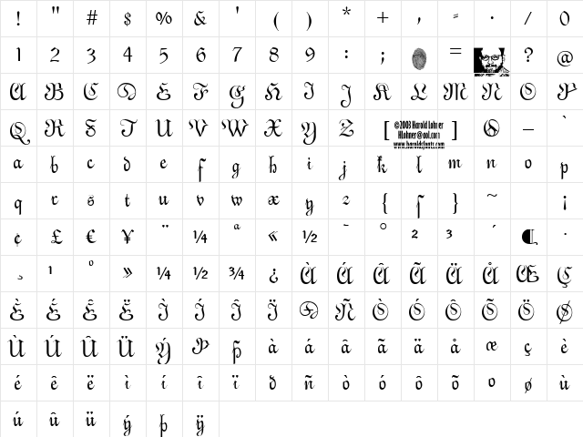 AlsaceLorraine Regular Character Map