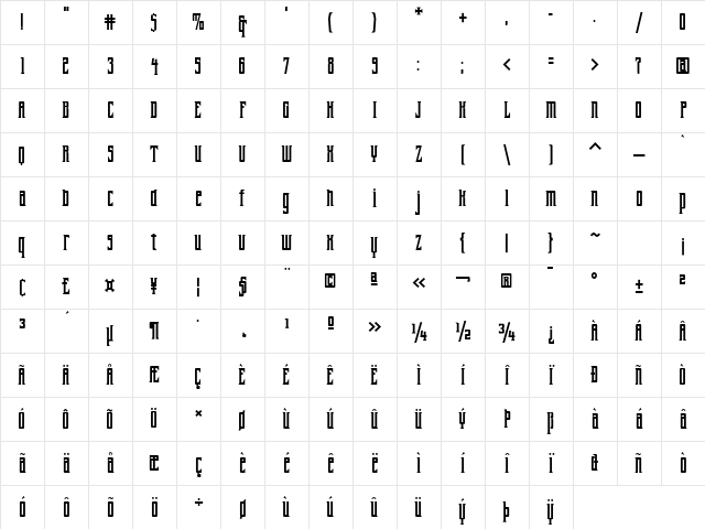 FarrierICG Medium Character Map