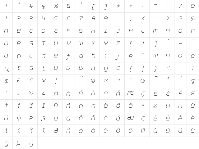 Aspirin AdvanceLight Italic Regular Character Map Aspirin AdvanceLight Italic Regular Character Map