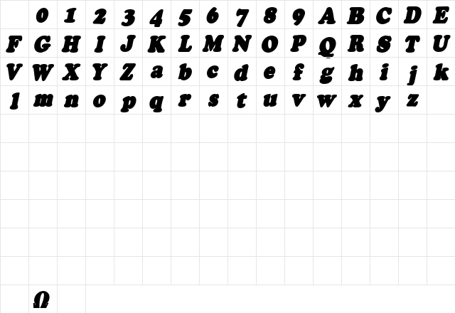 Fatso Italic CS Character Map Fatso Italic CS Character Map