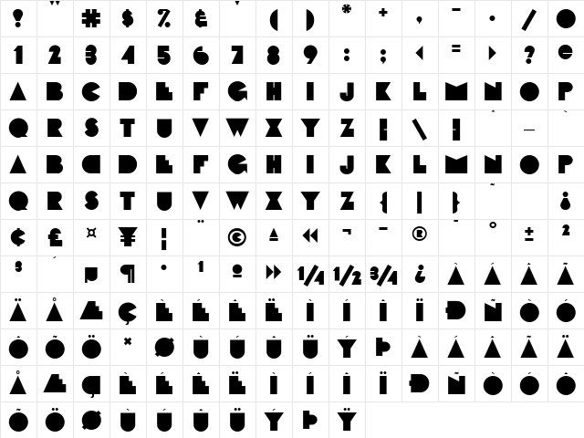 FattiPattiFLF Regular Character Map