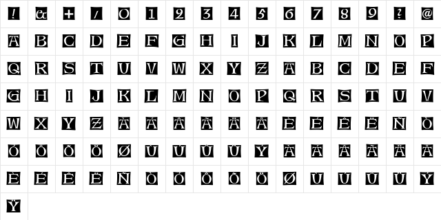 Alte Caps Regular Character Map