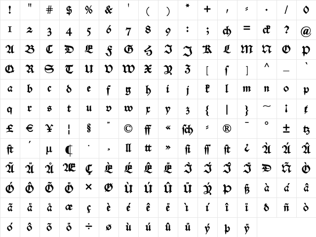 Alte Schwabacher OSF DemiBold Character Map