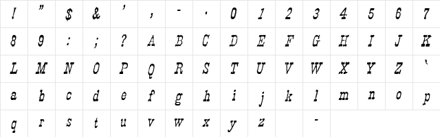 Faywood Italic WF Regular Character Map Faywood Italic WF Regular Character Map