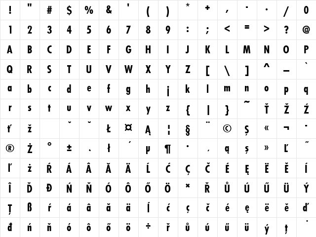 FuturaTEEBolCon Regular Character Map