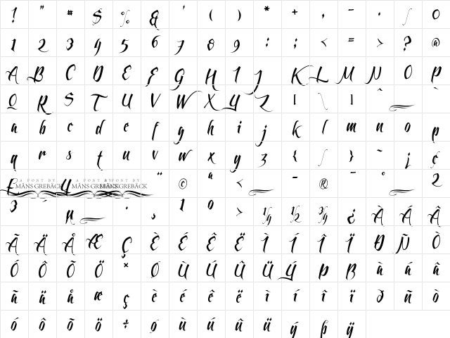 Feathergraphy Clean Regular Character Map