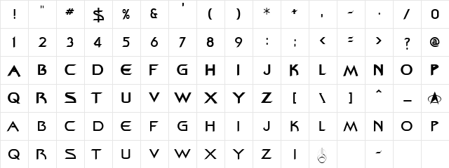 Federation Regular Character Map