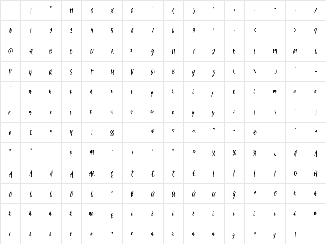 feel love Regular Character Map feel love Regular Character Map