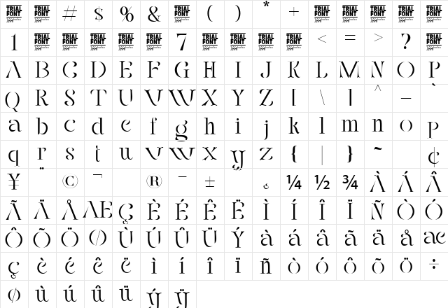 Fellee Stencil Demo Light Regular Character Map