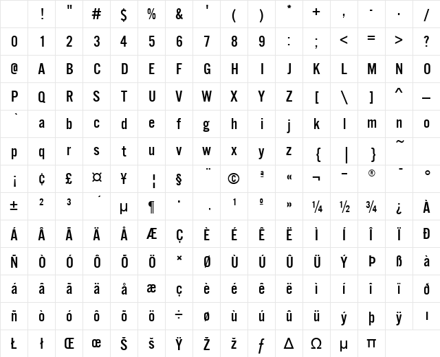 AlternateGothicEF NoThree Character Map AlternateGothicEF NoThree Character Map