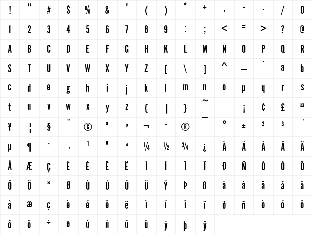 Alternate Becker 1 Regular Character Map