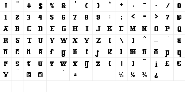 Ferro Rosso Regular Character Map