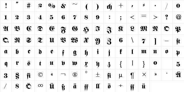 Feta Normal Character Map Feta Normal Character Map