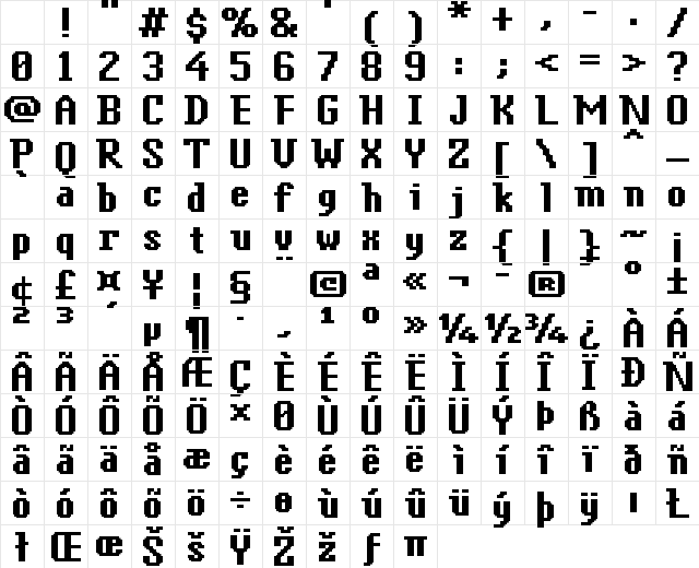 FFF Antigua Bold Extended Regular Character Map FFF Antigua Bold Extended Regular Character Map