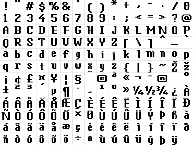 FFF Antigua Bold Regular Character Map