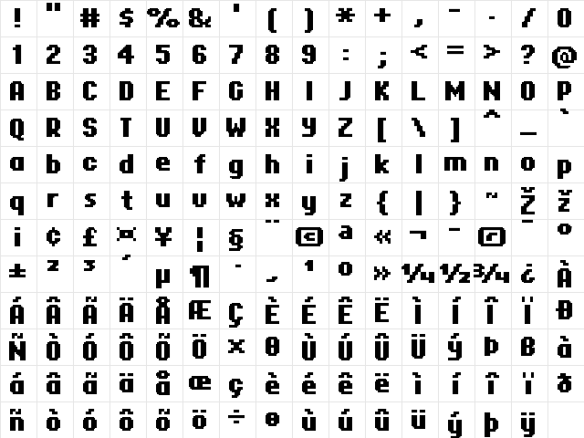 FFF Corporate Regular Character Map FFF Corporate Regular Character Map