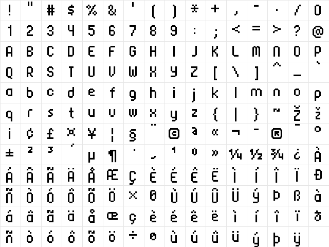 FFF Corporate Regular Character Map FFF Corporate Regular Character Map