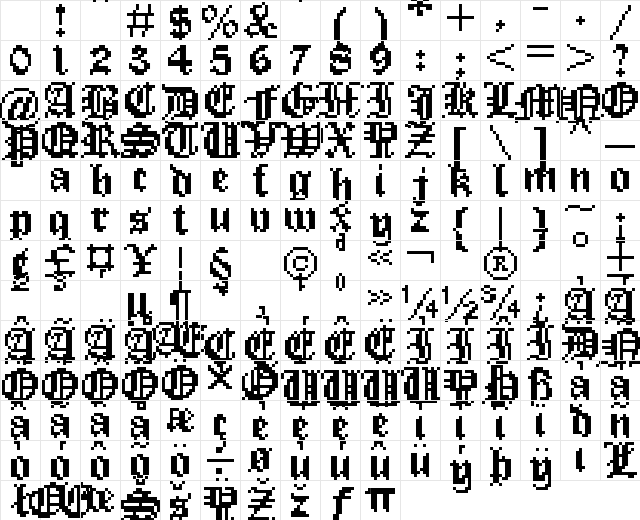 FFF Enchanted Regular Character Map FFF Enchanted Regular Character Map