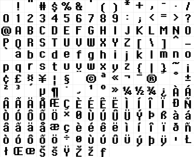 FFF Executive Bold Extended Regular Character Map FFF Executive Bold Extended Regular Character Map
