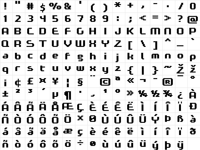 FFF Expresso Bold Extended Regular Character Map FFF Expresso Bold Extended Regular Character Map