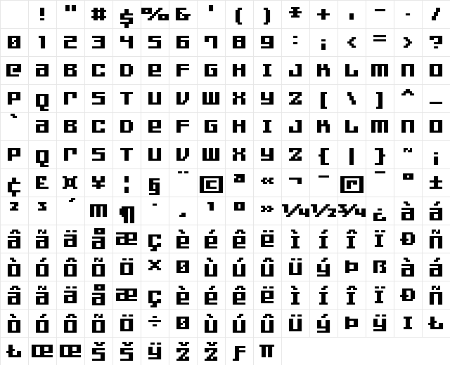 FFF Games Bold Regular Character Map FFF Games Bold Regular Character Map