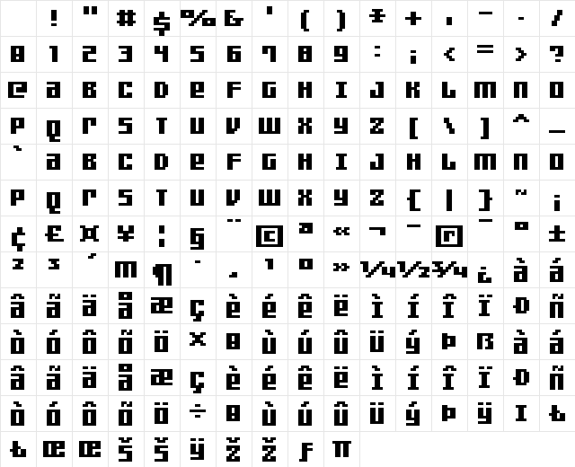 FFF Games Thin Bold Regular Character Map FFF Games Thin Bold Regular Character Map
