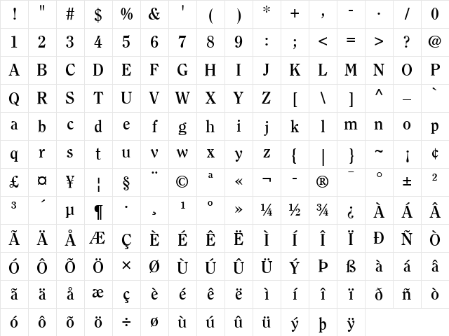 Clearface LT Bold Regular Character Map
