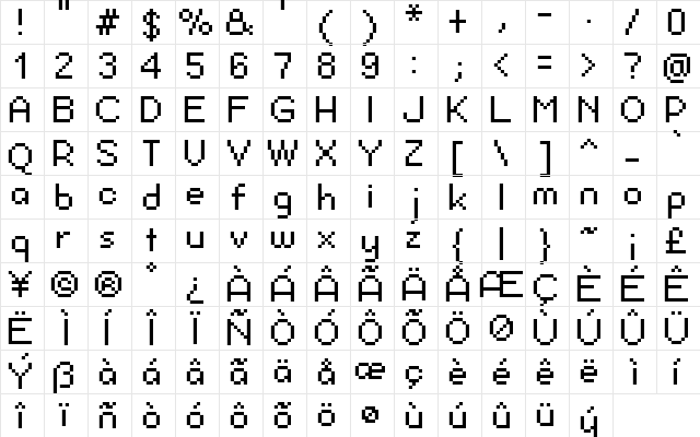 FFF Harmony Regular Character Map
