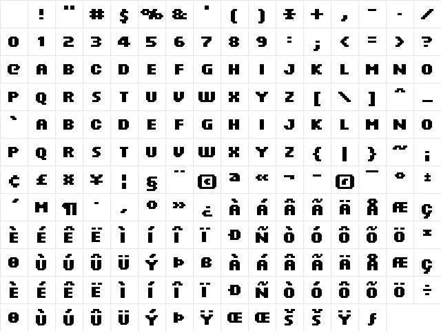 FFF Minute Bold Regular Character Map FFF Minute Bold Regular Character Map